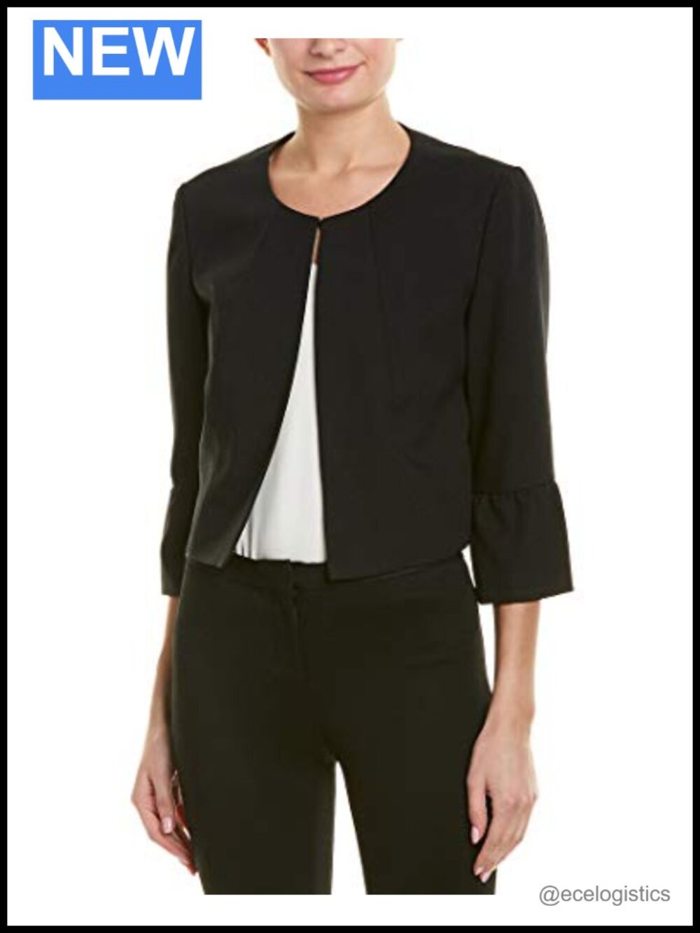 Karl Lagerfeld Paris Cropped Bell Sleeve Jacket Cape Shawl Collar 97% Polyester